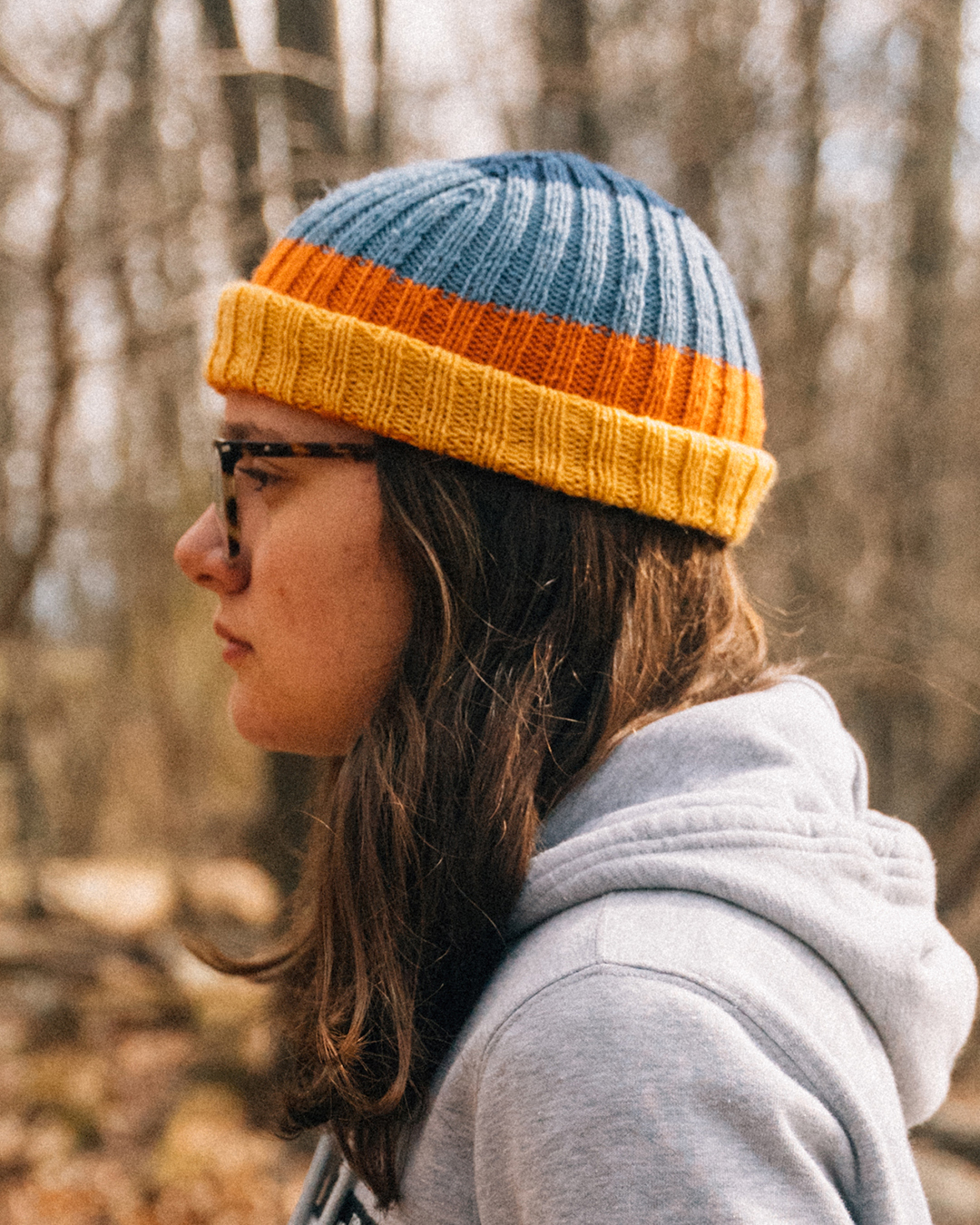 Sustainable wool beanie side view left